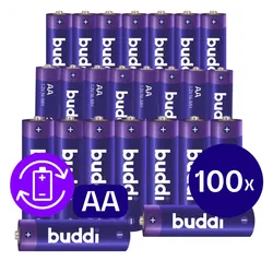 Buddi Oplaadbare AA Batterijen 2.800 mAh 1.2V 100 Stuks afbeelding