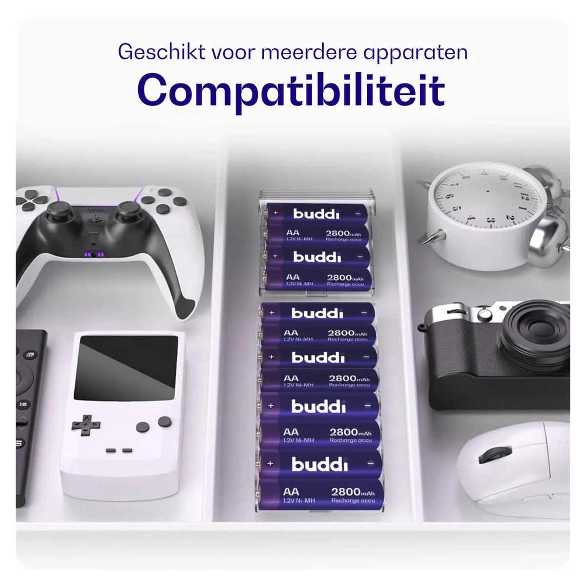 Buddi Oplaadbare AA Batterijen 2.800 mAh 1.2V 100 Stuks afbeelding 5