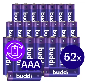 Buddi Oplaadbare AAA Batterijen 1.200 mAh 1.2V 52 Stuks