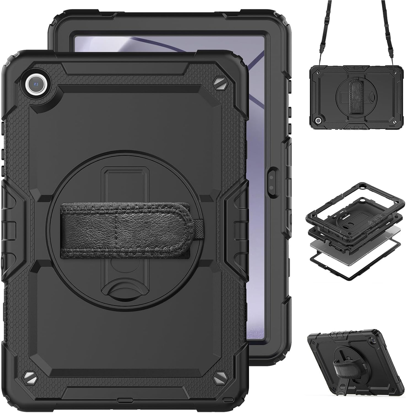 Samsung Galaxy Tab A11 Hoes met Screen Protector en Handriem Zwart afbeelding 2