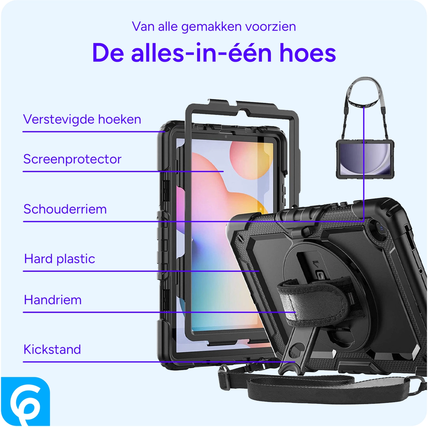 Samsung Galaxy Tab A11 Hoes met Screen Protector en Handriem Zwart afbeelding 4