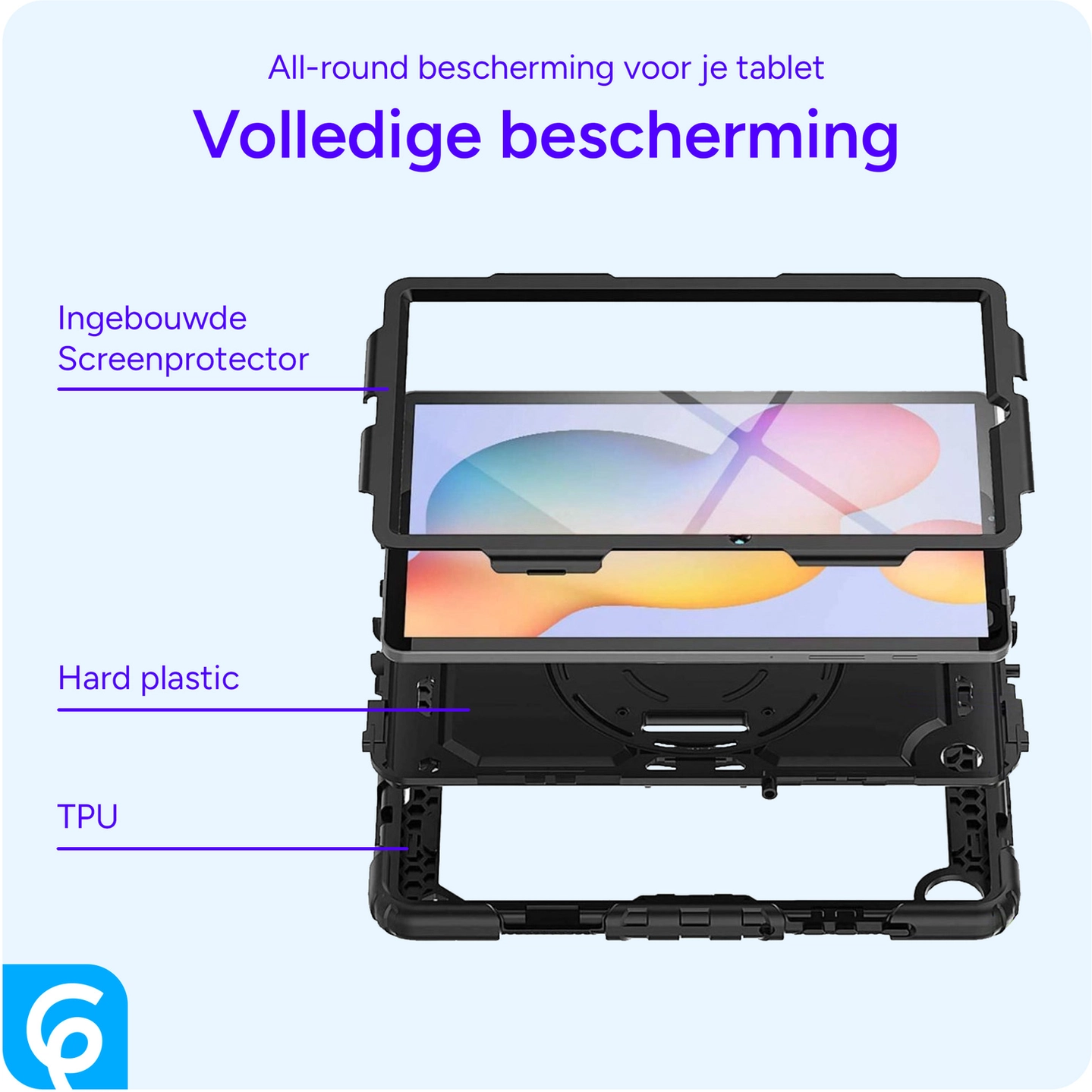 Samsung Galaxy Tab A11 Hoes met Screen Protector en Handriem Zwart afbeelding 5