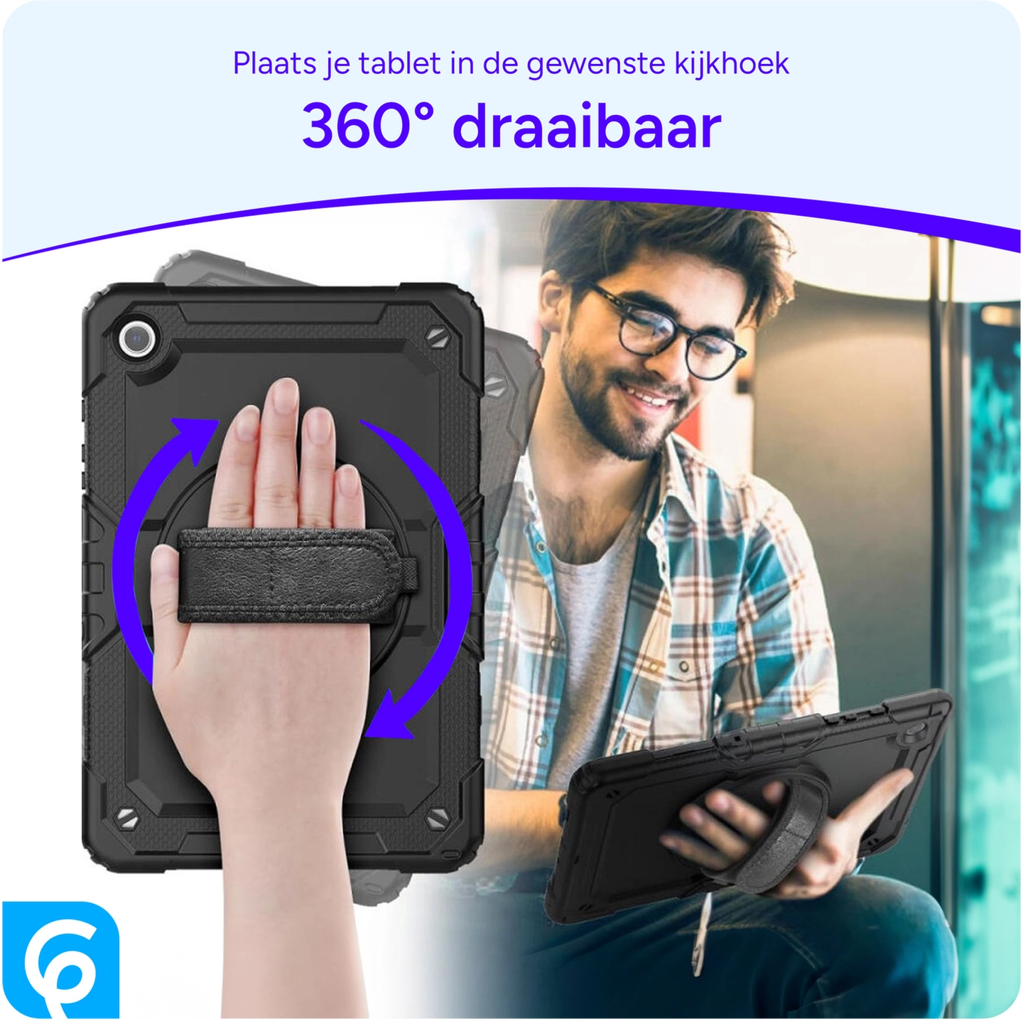 Samsung Galaxy Tab A11 Hoes met Screen Protector en Handriem Zwart afbeelding 9