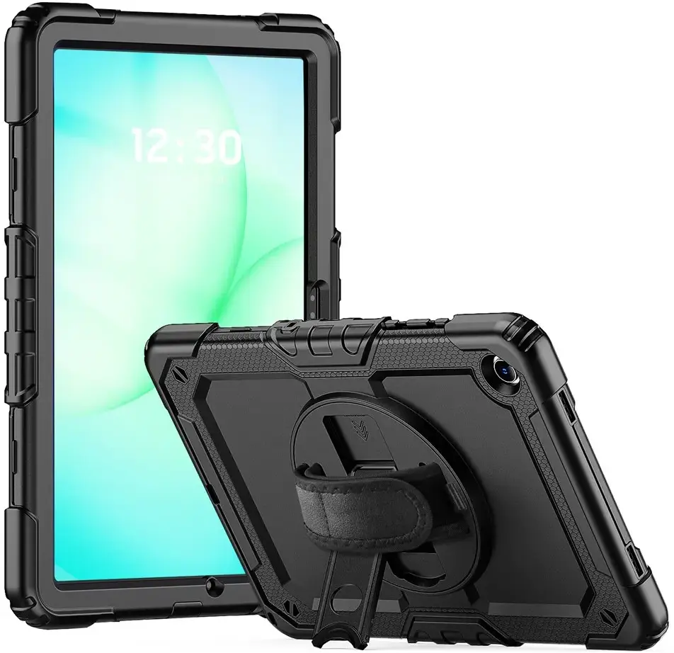 Samsung Galaxy Tab A11 Plus Hoes met Screen Protector en Handriem Zwart afbeelding 1