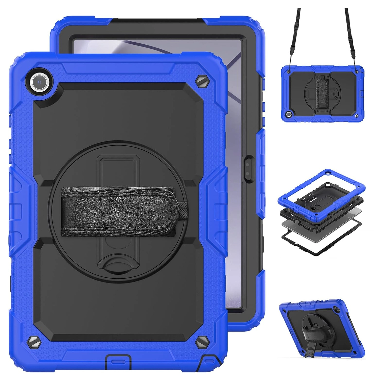 Samsung Galaxy Tab A11 Plus Hoes met Screen Protector en Handriem Blauw afbeelding 4