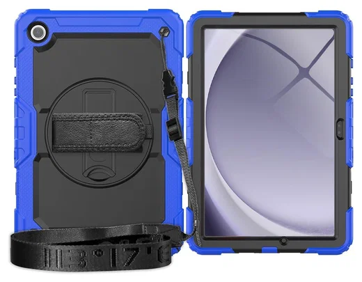 Samsung Galaxy Tab A11 Plus Hoes met Screen Protector en Handriem Blauw afbeelding 2