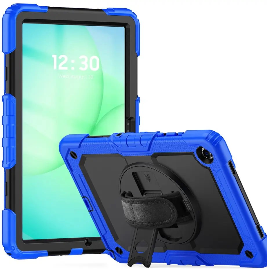 Samsung Galaxy Tab A11 Plus Hoes met Screen Protector en Handriem Blauw afbeelding 1