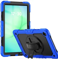 Samsung Galaxy Tab A11 Plus Hoes met Screen Protector en Handriem Blauw afbeelding