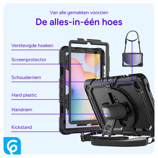 Samsung Galaxy Tab A11 Plus Hoes met Screen Protector en Handriem Roze afbeelding 5
