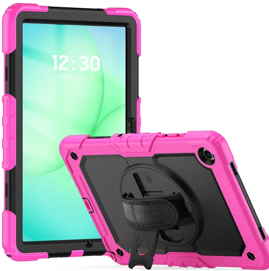 Samsung Galaxy Tab A11 Plus Hoes met Screen Protector en Handriem Roze afbeelding 1