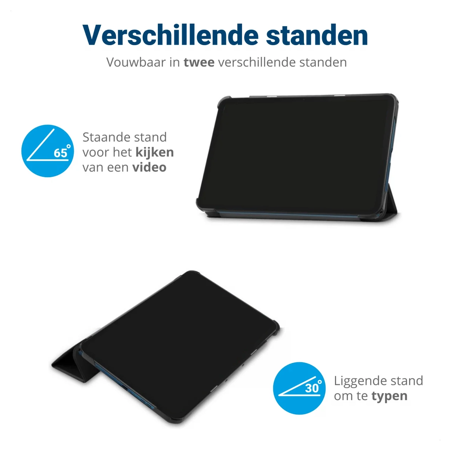 Samsung Galaxy Tab A11 Hoes Tri-Fold Book Case met Standaard Zwart afbeelding 6