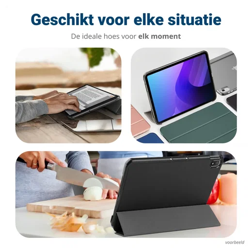 Samsung Galaxy Tab A11 Hoes Tri-Fold Book Case met Standaard Zwart afbeelding 9