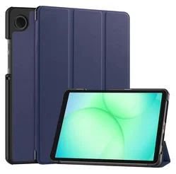 Samsung Galaxy Tab A11 Hoes Tri-Fold Book Case met Standaard Blauw afbeelding