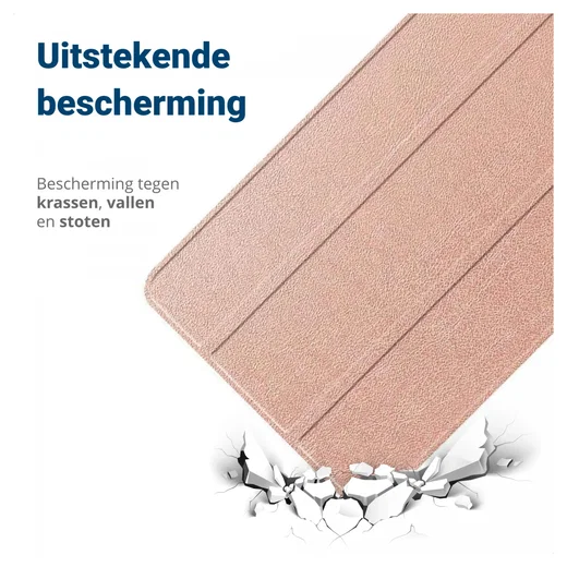Samsung Galaxy Tab A11 Hoes Tri-Fold Book Case met Standaard Roze Goud afbeelding 3