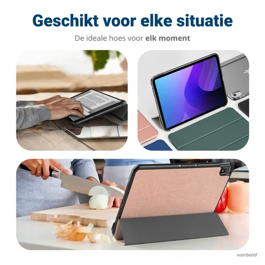 Samsung Galaxy Tab A11 Hoes Tri-Fold Book Case met Standaard Roze Goud afbeelding 9