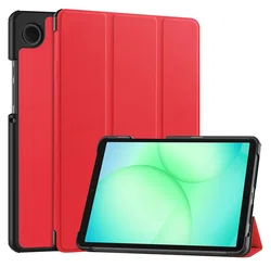 Samsung Galaxy Tab A11 Hoes Tri-Fold Book Case met Standaard Rood afbeelding