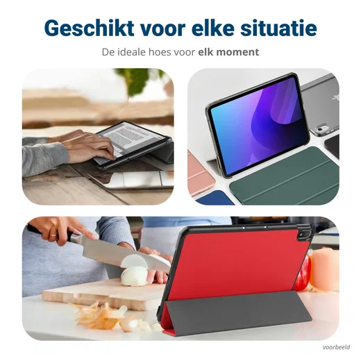 Samsung Galaxy Tab A11 Hoes Tri-Fold Book Case met Standaard Rood afbeelding 6