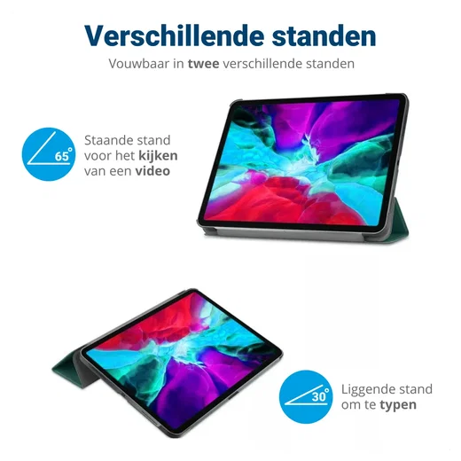Samsung Galaxy Tab A11 Hoes Tri-Fold Book Case met Standaard Groen afbeelding 8