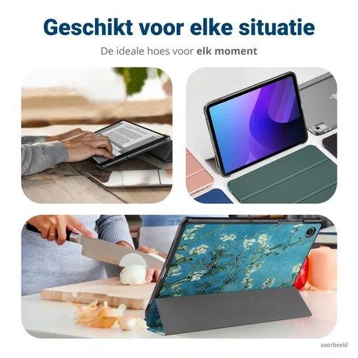 Samsung Galaxy Tab A11 Hoes Tri-Fold Book Case met Standaard Blossom afbeelding 8