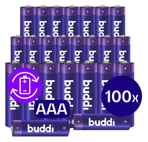 Buddi Oplaadbare AAA Batterijen 1.200 mAh 1.2V 100 Stuks afbeelding 1