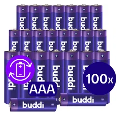 Buddi Oplaadbare AAA Batterijen 1.200 mAh 1.2V 100 Stuks afbeelding