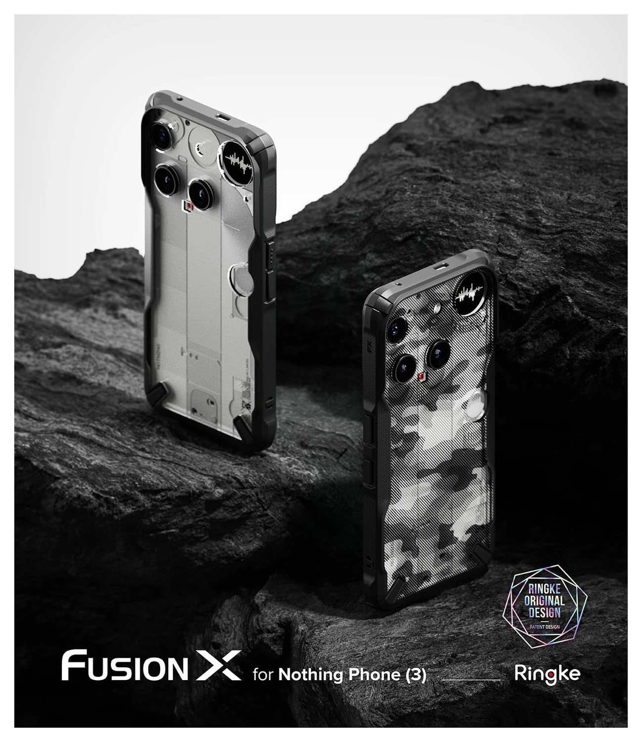 Ringke Fusion X Nothing Phone (3) Hoesje Back Cover Camo Zwart afbeelding 9