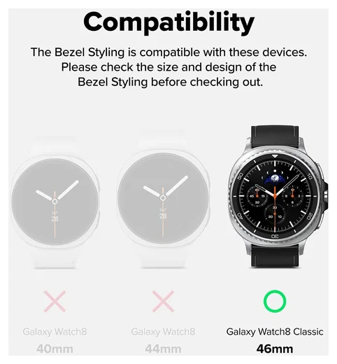 Ringke Bezel - Galaxy Watch 8 Classic 46MM - Randbeschermer - Zwart afbeelding 2