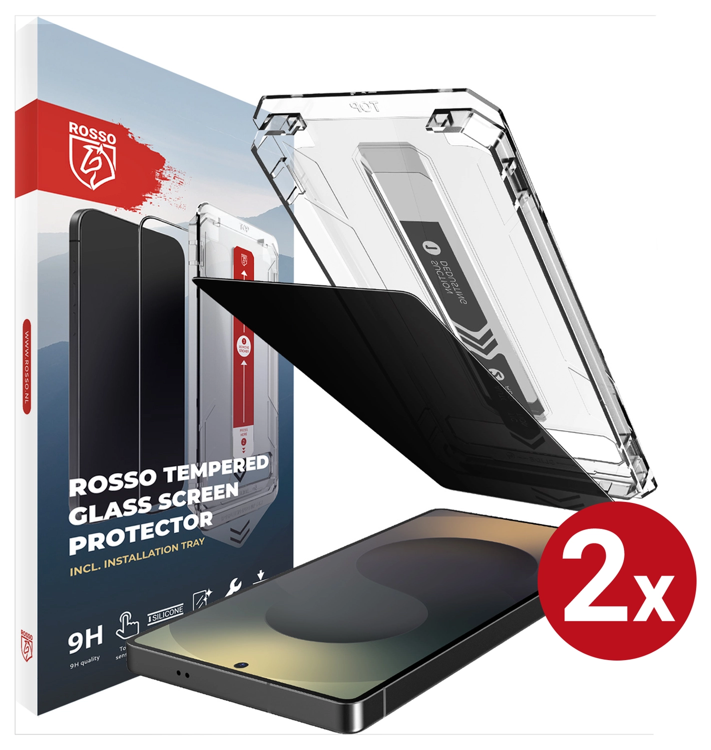 Rosso Samsung S25 Ultra Privacy Glass met Installatietray Dust Removal (2-Pack) afbeelding 1