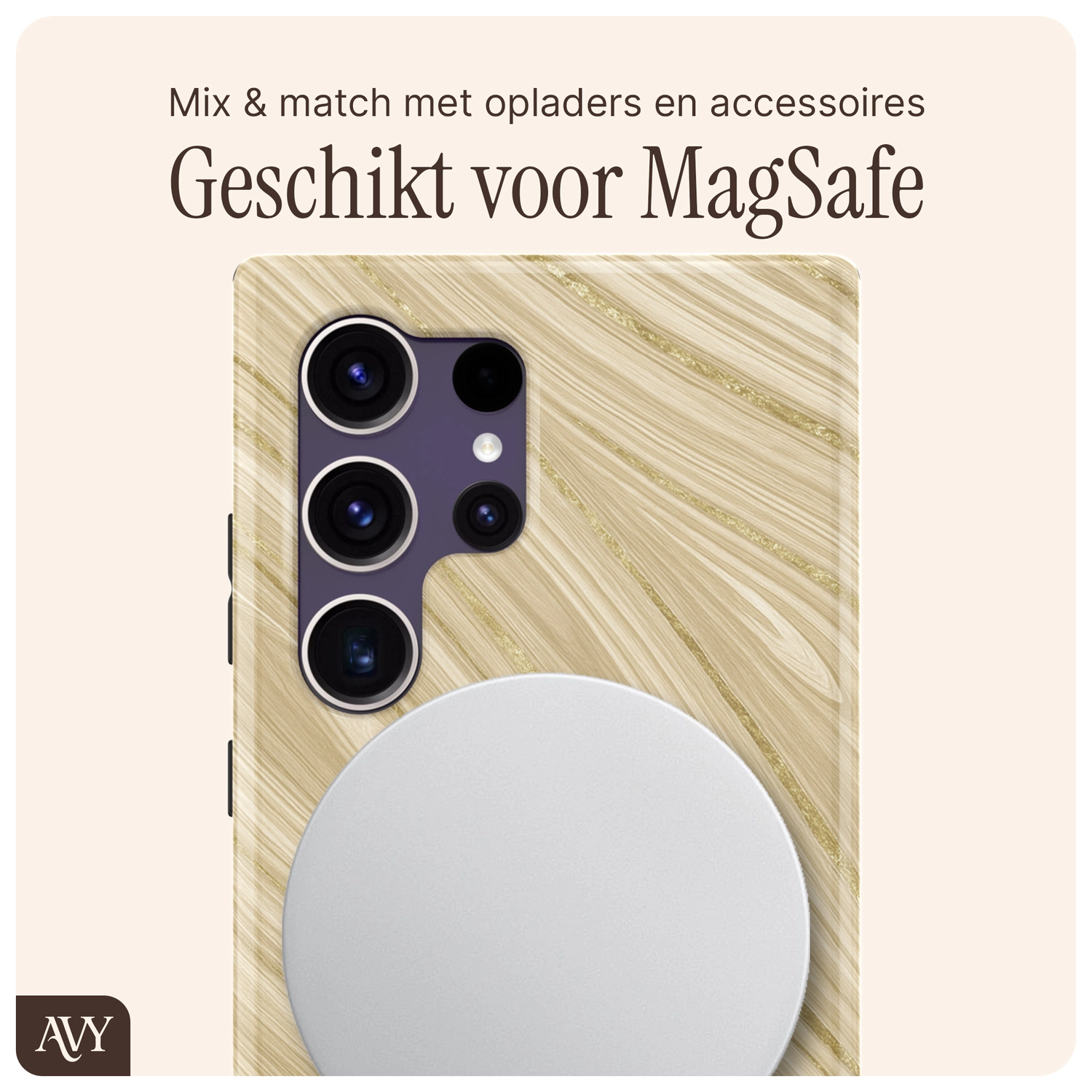 AVY Samsung Galaxy S24 Ultra Hoesje MagSafe Back Cover Aurum Gold afbeelding 7
