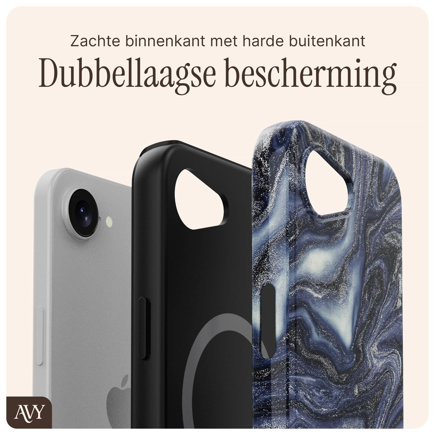 AVY Apple iPhone 17e / 16e Hoesje MagSafe Back Cover Obscura Blue afbeelding 6