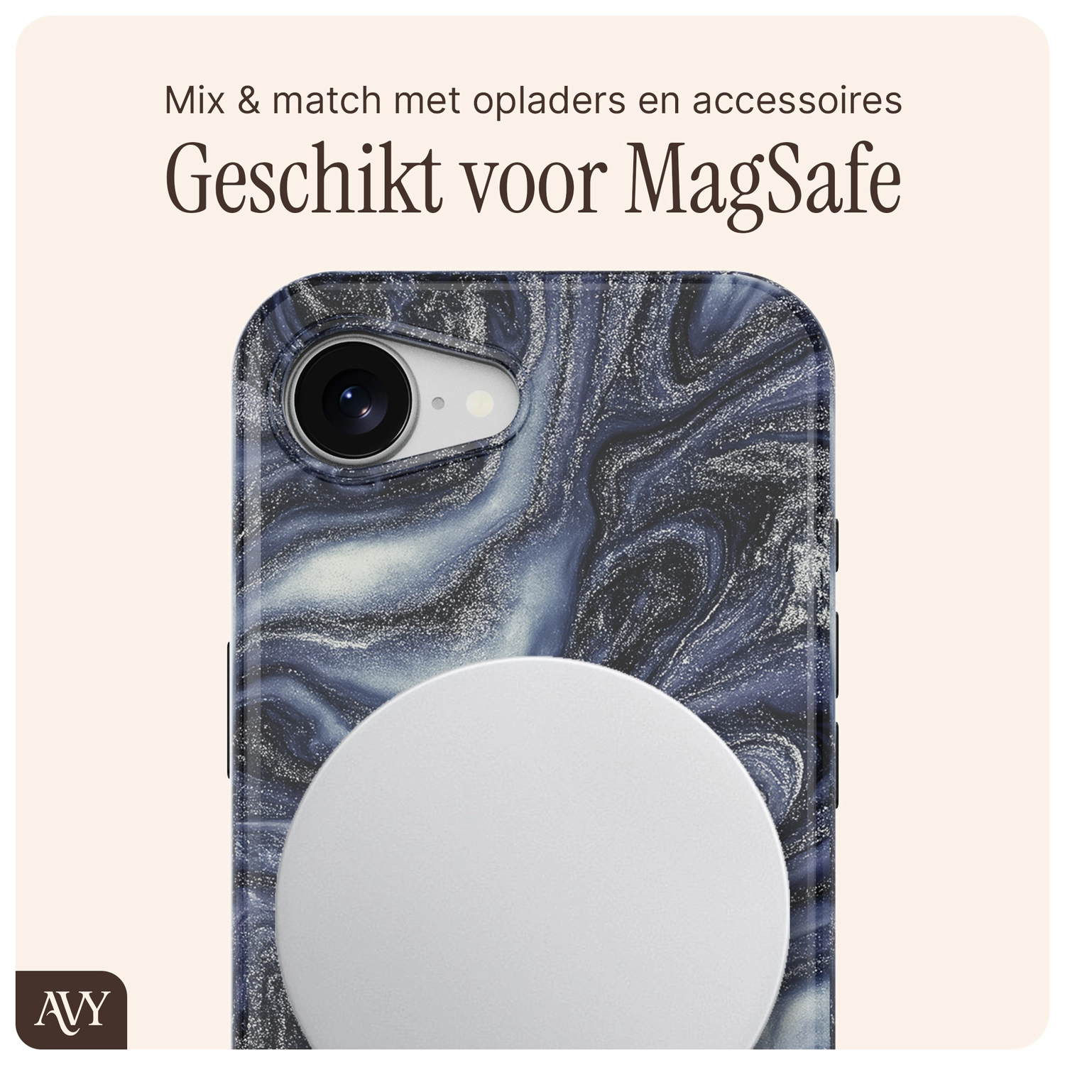 AVY Apple iPhone 17e / 16e Hoesje MagSafe Back Cover Obscura Blue afbeelding 7