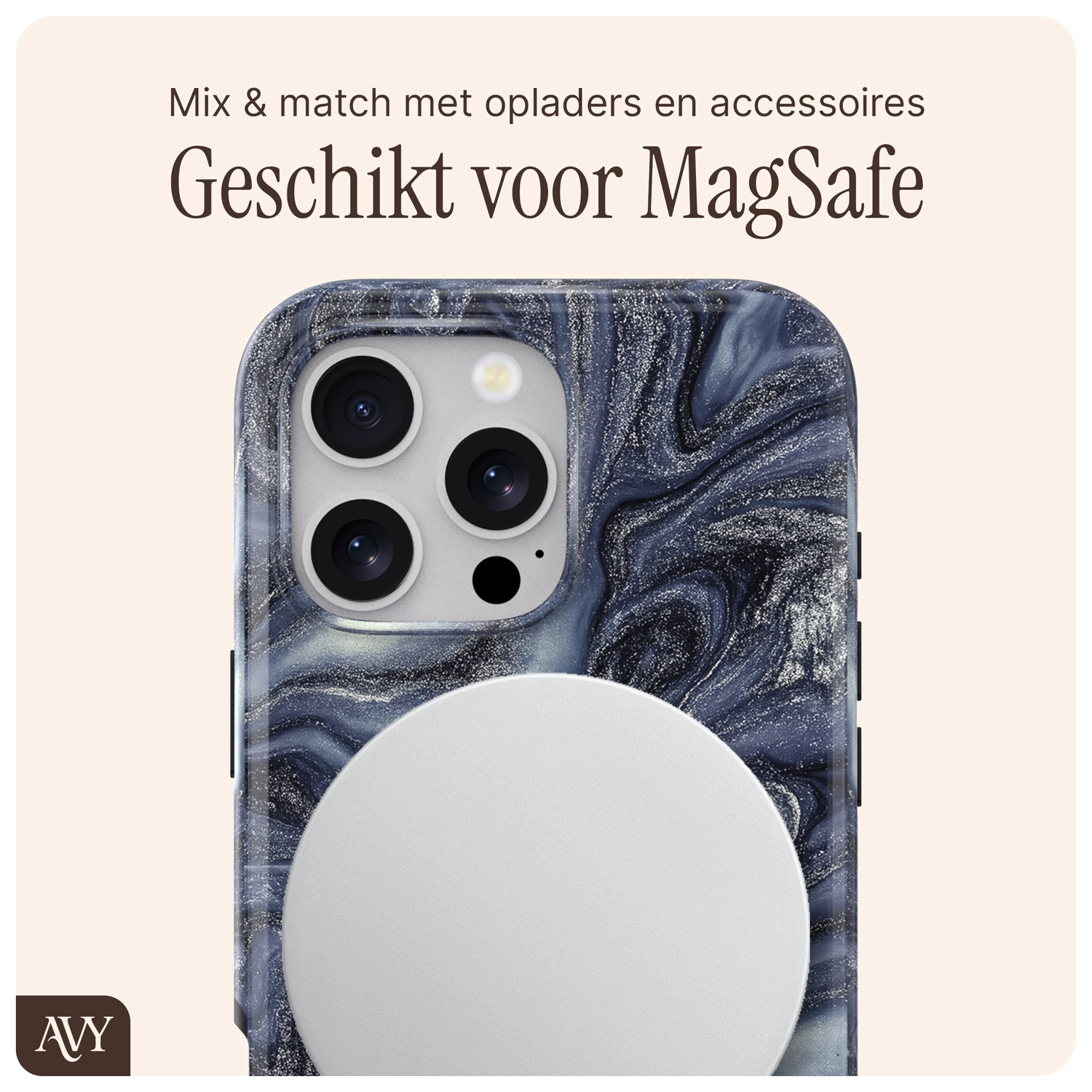 AVY Apple iPhone 16 Pro Max Hoesje MagSafe Back Cover Obscura Blue afbeelding 8