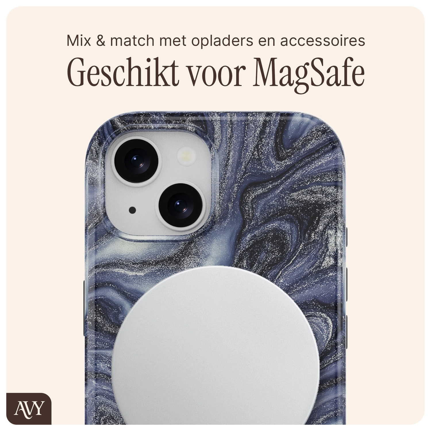 AVY Apple iPhone 15 Hoesje MagSafe Back Cover Obscura Blue afbeelding 8