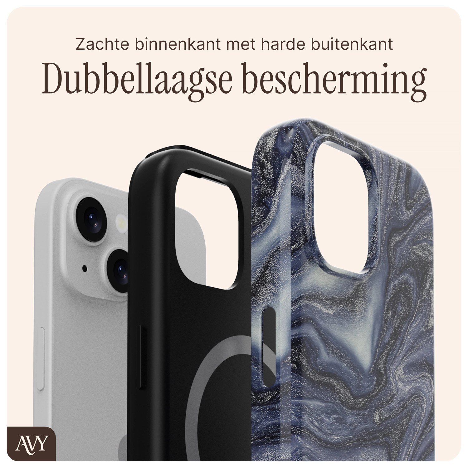 AVY Apple iPhone 14 / 13 Hoesje MagSafe Back Cover Obscura Blue afbeelding 9