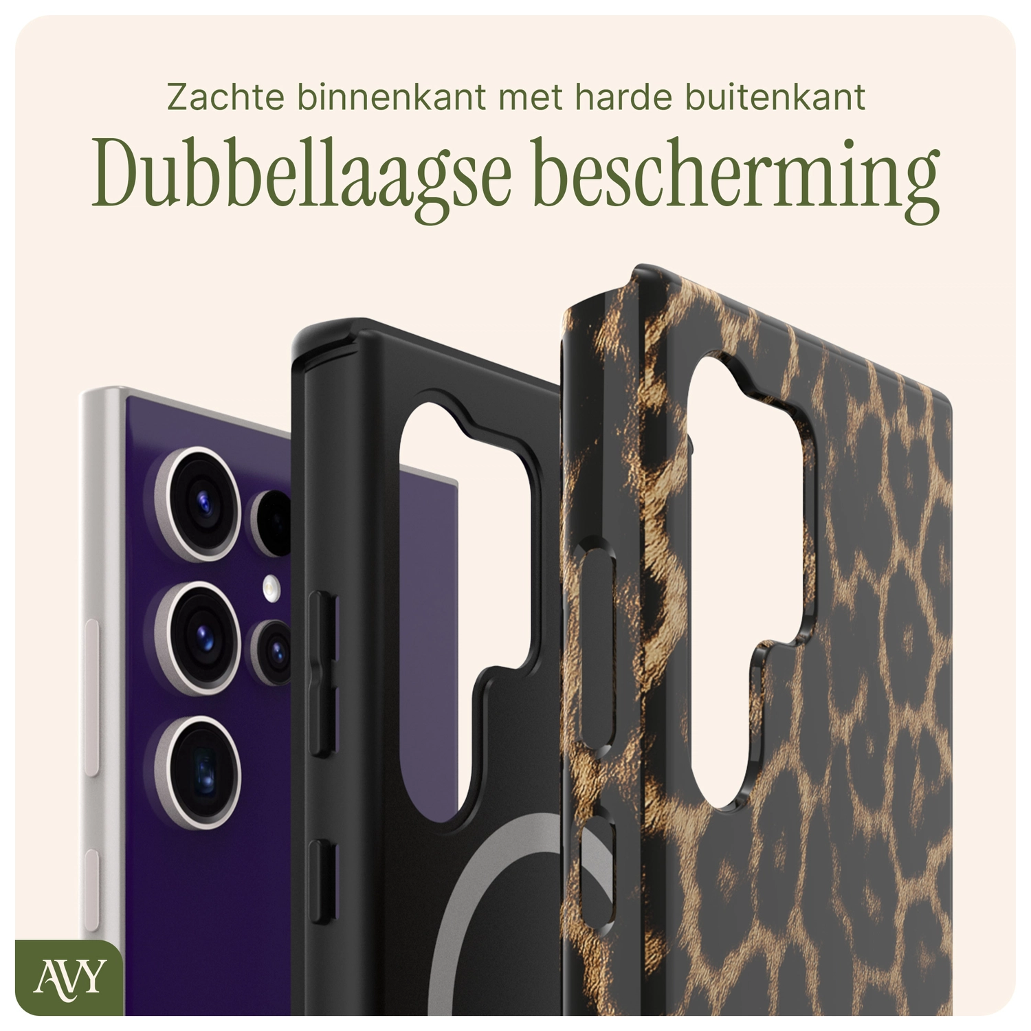 AVY Samsung Galaxy S24 Ultra Hoesje MagSafe Back Cover Panthera Chic afbeelding 3