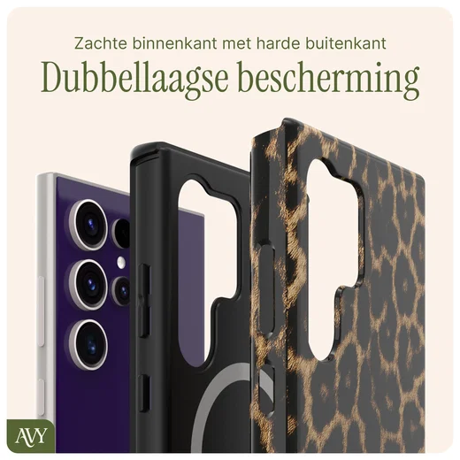 AVY Samsung Galaxy S24 Ultra Hoesje MagSafe Back Cover Panthera Chic afbeelding 3