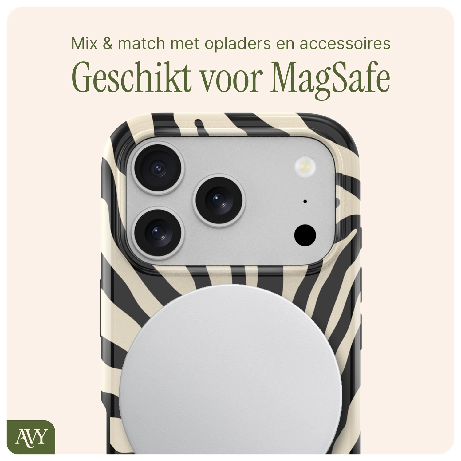 AVY Apple iPhone 17 Pro Max Hoesje MagSafe Back Cover Serengeti Zebra afbeelding 8