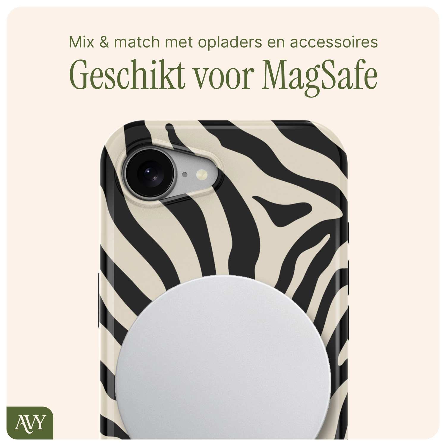 AVY Apple iPhone 17e / 16e Hoesje MagSafe Back Cover Serengeti Zebra afbeelding 7