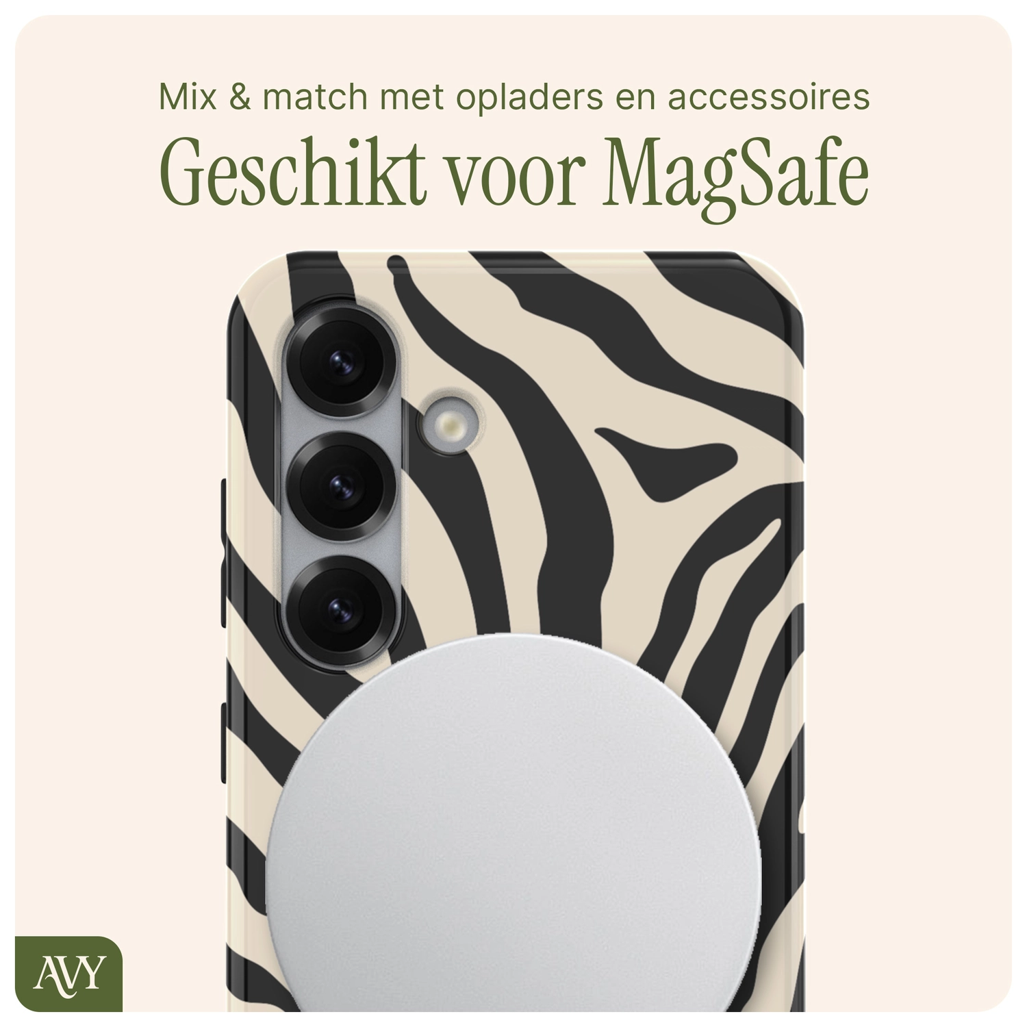 AVY Samsung Galaxy S25 Plus Hoesje MagSafe Back Cover Serengeti Zebra afbeelding 8