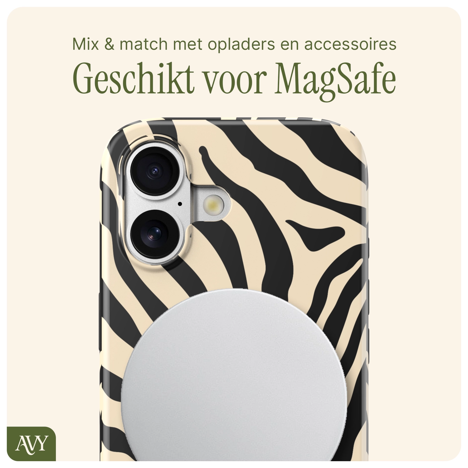AVY Apple iPhone 16 Hoesje MagSafe Back Cover Serengeti Zebra afbeelding 8