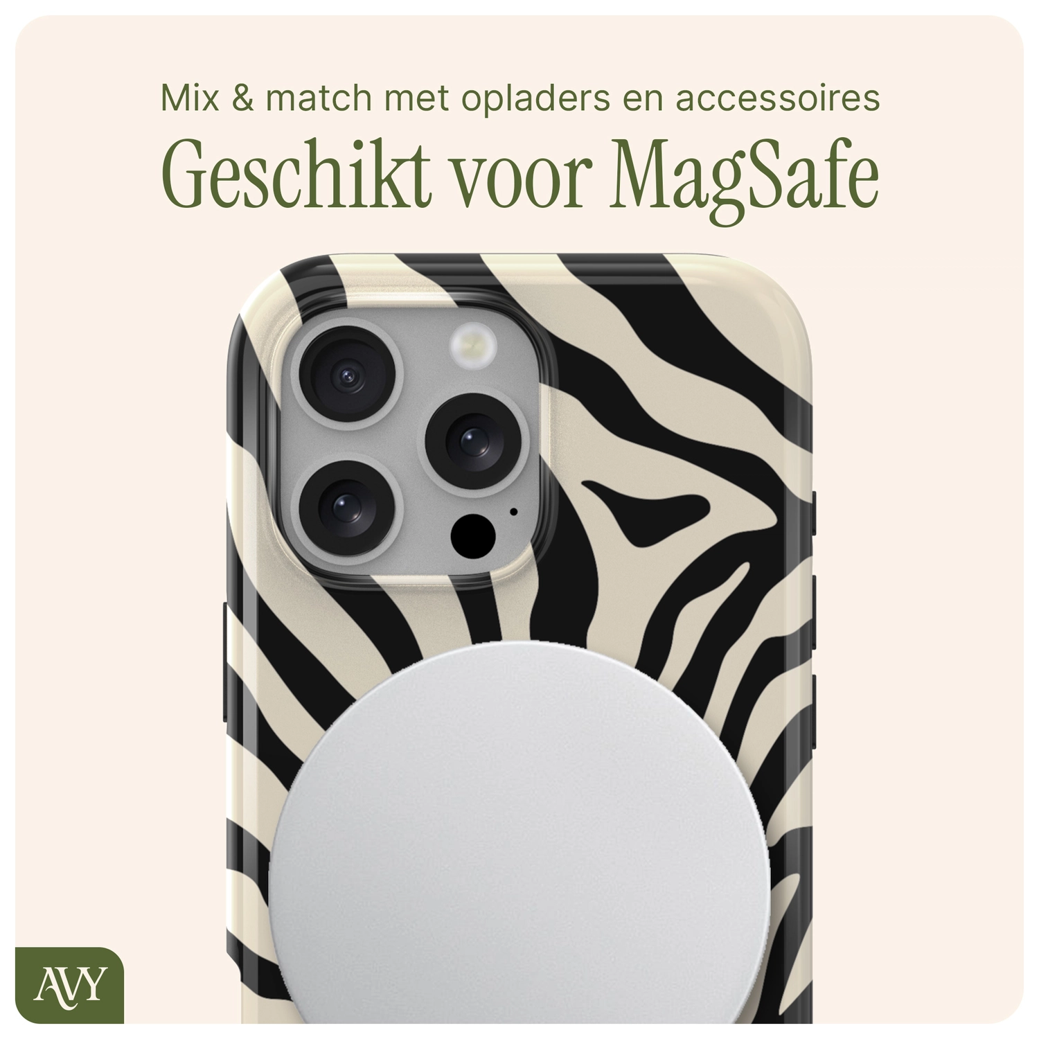 AVY Apple iPhone 16 Pro Max Hoesje MagSafe Back Cover Serengeti Zebra afbeelding 8
