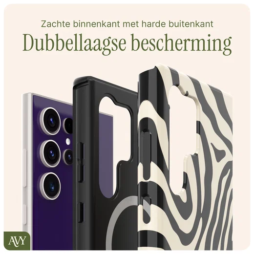 AVY Samsung Galaxy S24 Ultra Hoesje MagSafe Back Cover Serengeti Zebra afbeelding 6