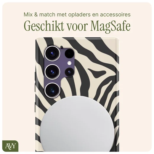 AVY Samsung Galaxy S24 Ultra Hoesje MagSafe Back Cover Serengeti Zebra afbeelding 7
