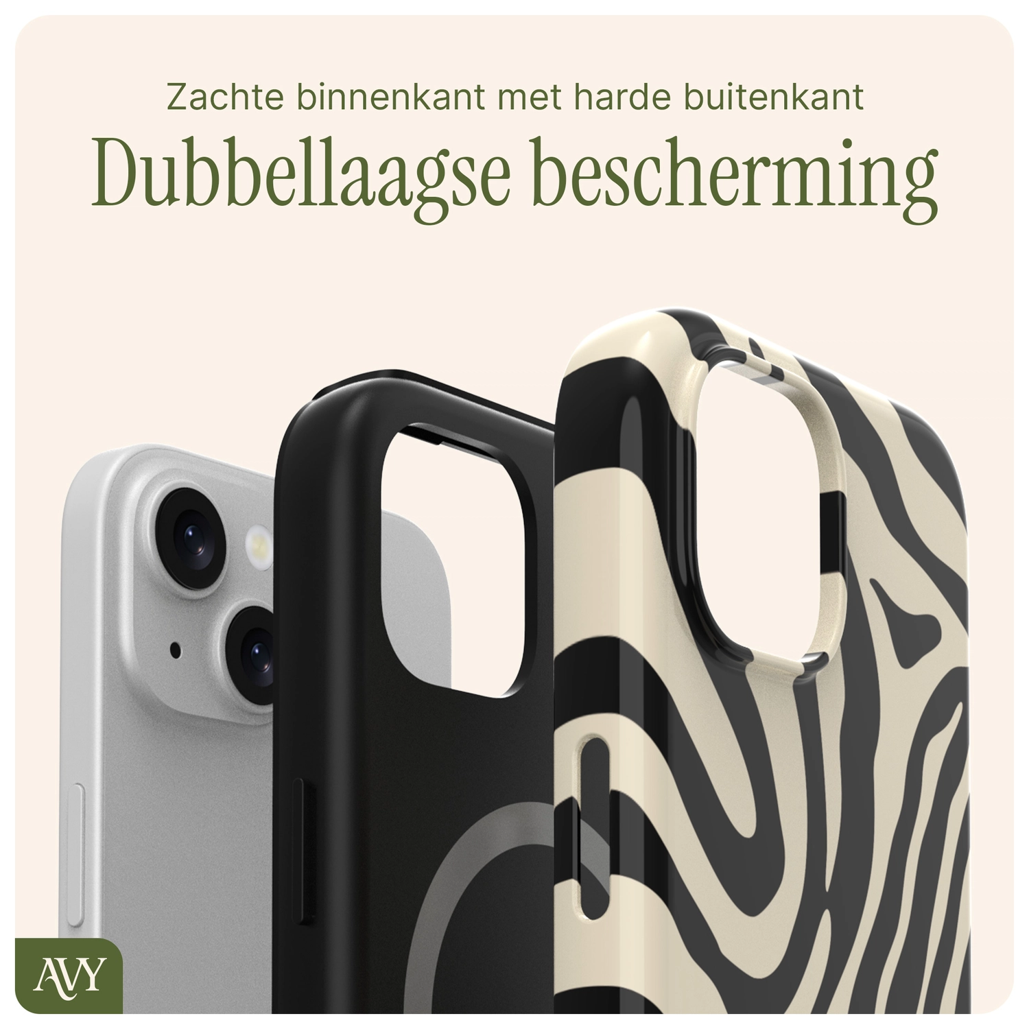 AVY Apple iPhone 14 / 13 Hoesje MagSafe Back Cover Serengeti Zebra afbeelding 6