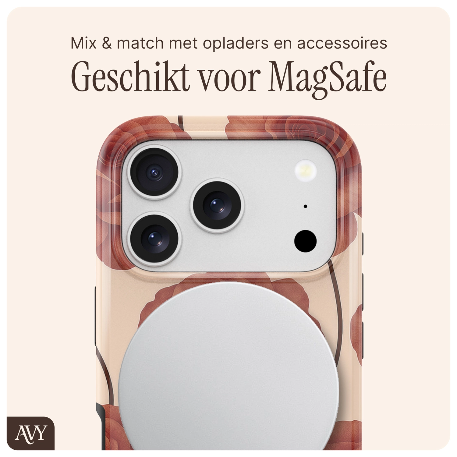 AVY Apple iPhone 17 Pro Max Hoesje MagSafe Back Cover Botanique Roses afbeelding 8
