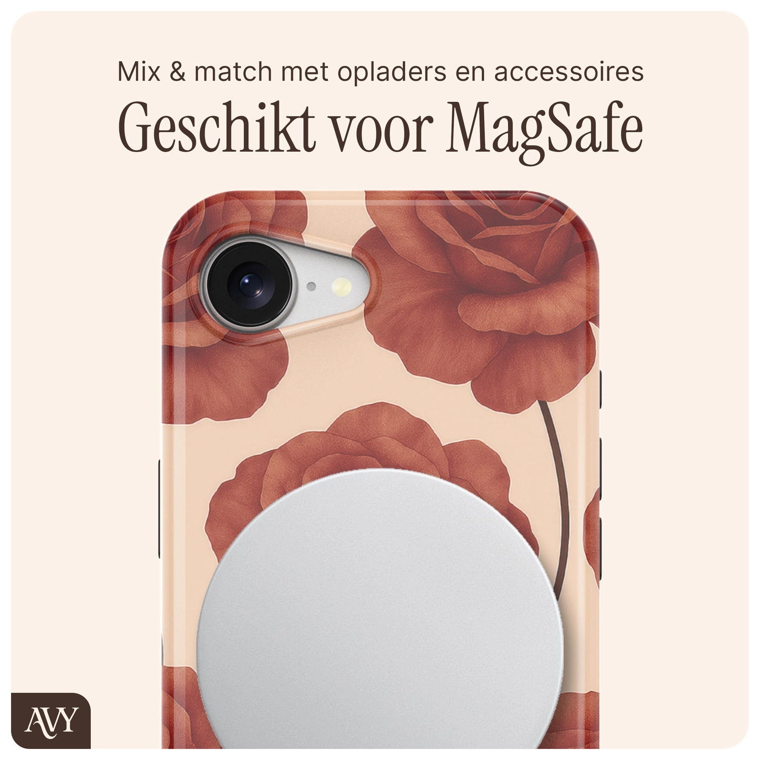 AVY Apple iPhone 17e / 16e Hoesje MagSafe Back Cover Botanique Roses afbeelding 7