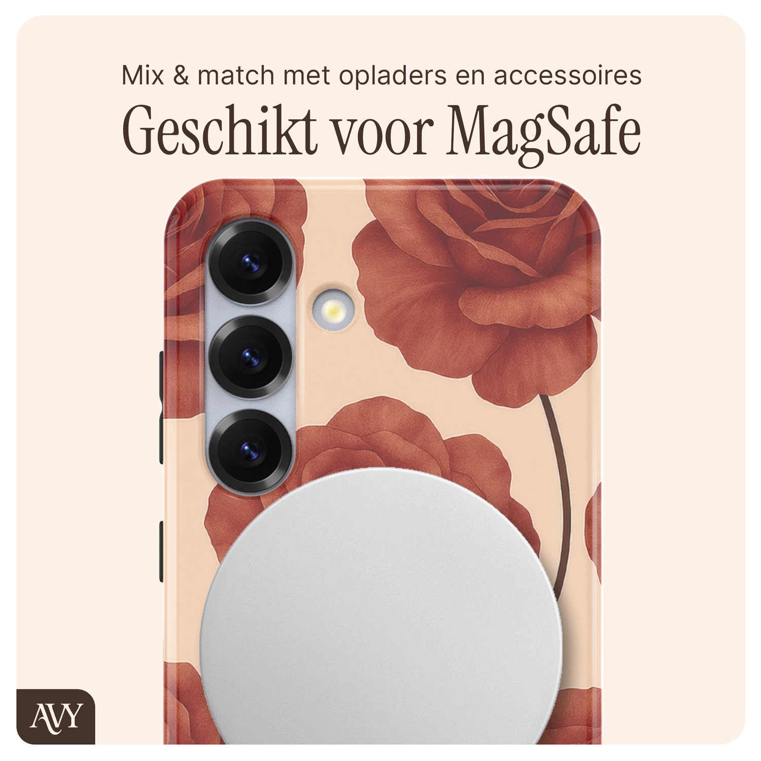 AVY Samsung Galaxy S25 Hoesje MagSafe Back Cover Botanique Roses afbeelding 8