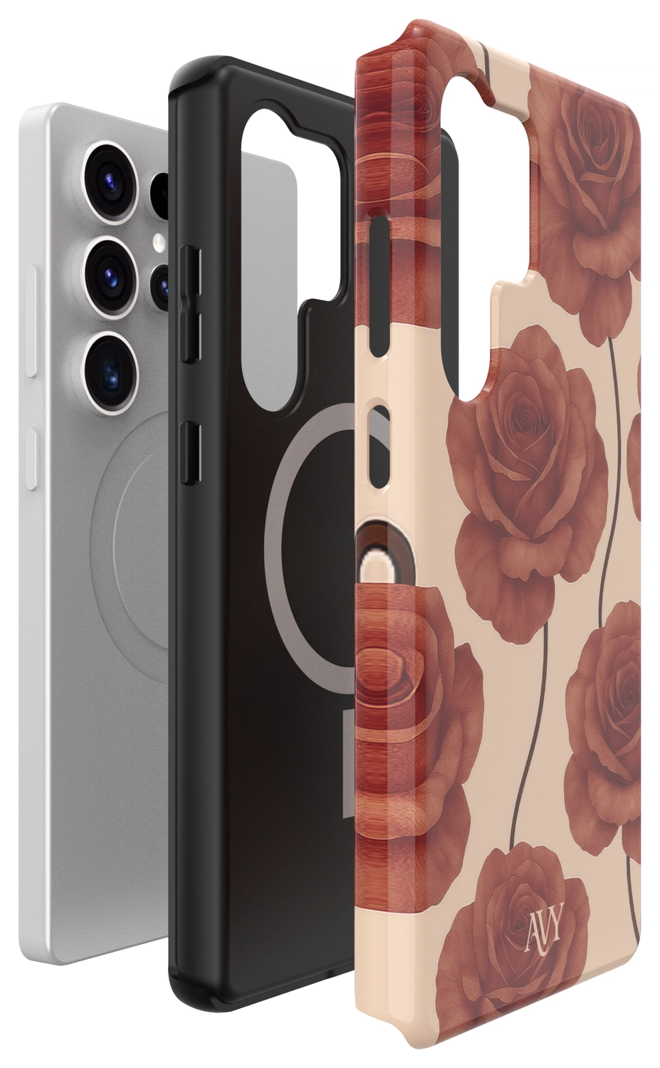 AVY Samsung Galaxy S25 Ultra Hoesje MagSafe Back Cover Botanique Roses afbeelding 13