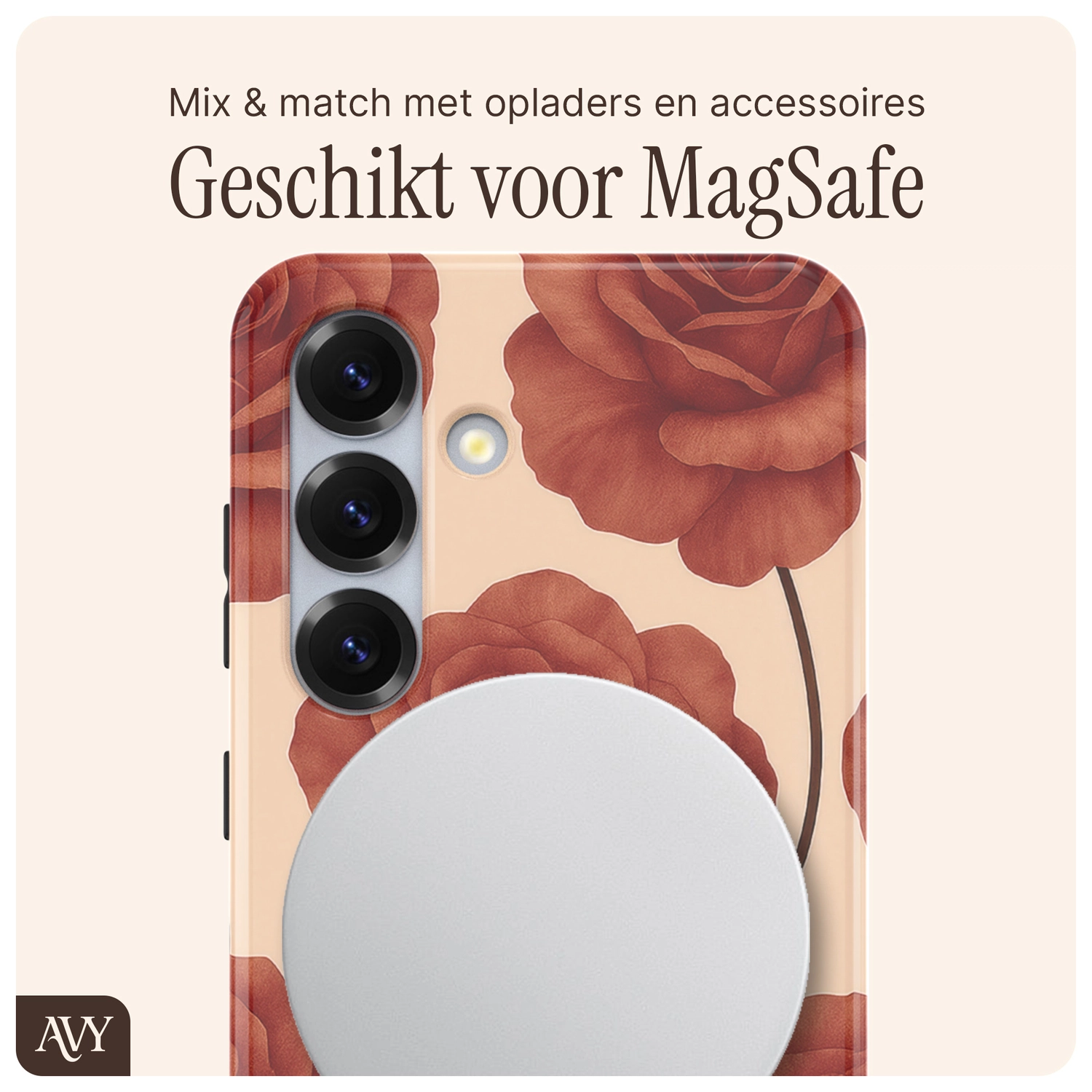 AVY Samsung Galaxy S24 Plus Hoesje MagSafe Back Cover Botanique Roses afbeelding 7