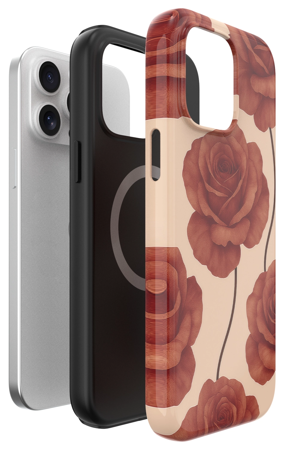 AVY Apple iPhone 15 Pro Hoesje MagSafe Back Cover Botanique Roses afbeelding 16